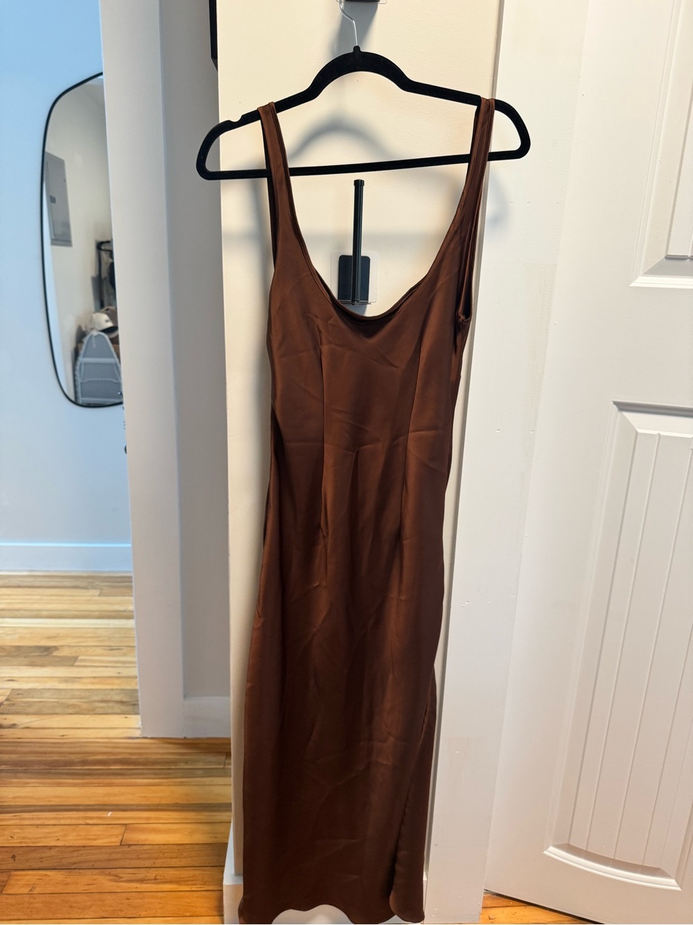 Mod Ref Brown Satin Midi Slip Dress - Picture 2 of 3